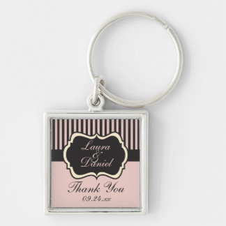 Llavero Gracias Rubor Pink, Cream and Grey Stried