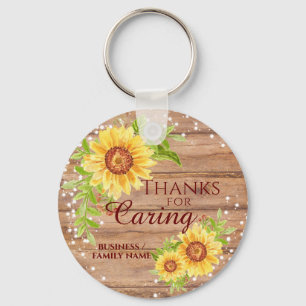 Llavero Gracias Rústicos por Cuidar Floral Girasol