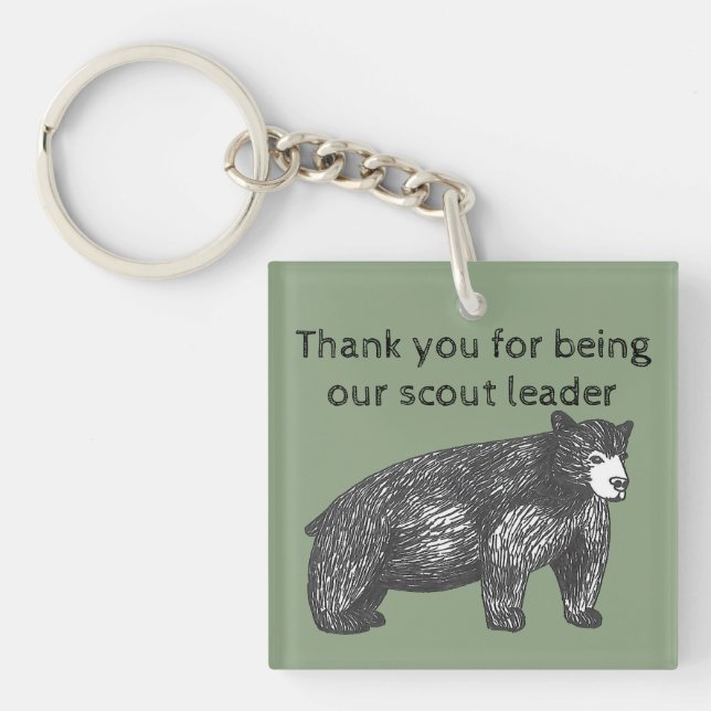 Llavero Gracias Scout Leader Oso Negro Artístico (Frente)