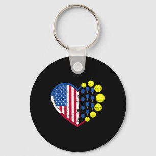 Llavero Graciosa Bola de Pickleball Con Bandera Americana 