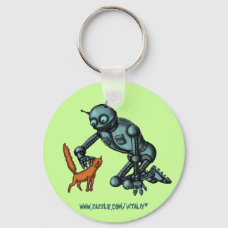 Llavero Graciosa cadena de robots y gatos