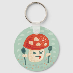 Llavero Graciosa Carácter de Comida Mushroom Extraña Extra