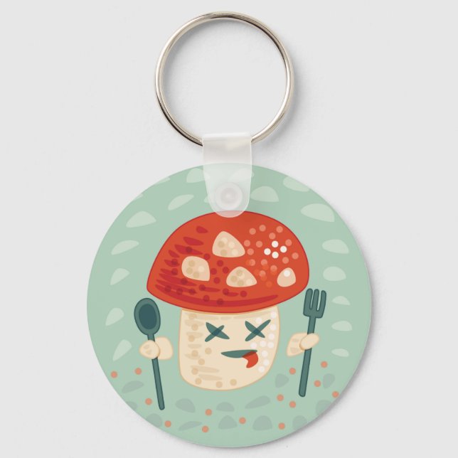 Llavero Graciosa Carácter de Comida Mushroom Extraña Extra (Anverso)