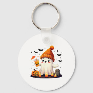 Llavero Graciosa Halloween dulce fantasma que bebe café de