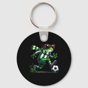 Llavero Graciosa rana de fútbol de rana de animal jugando