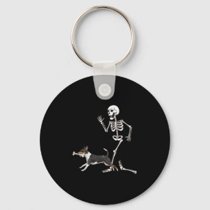 Llavero Graciosa Rat Terrier Y Skeleton De Halloween
