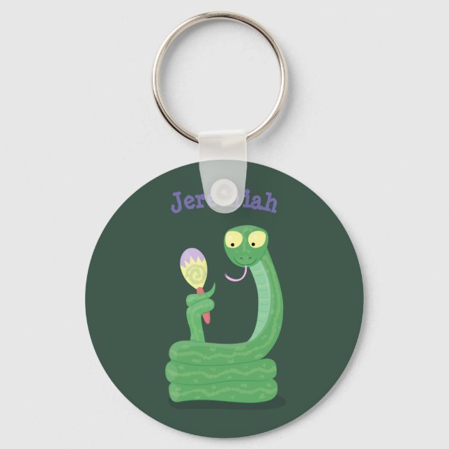 Llavero Graciosa serpiente verde con humor maraca personal (Anverso)