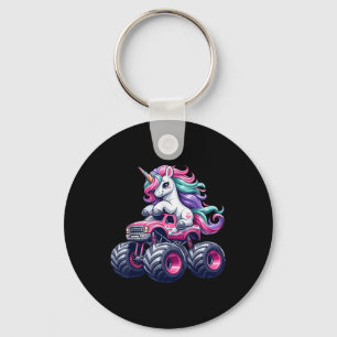 Llavero Graciosa unicornio montando un camión de monstruos