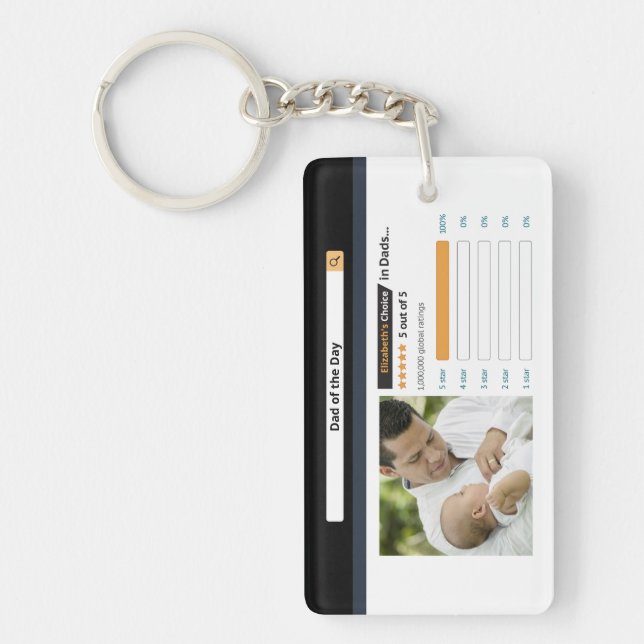 Llavero Graciosa y moderna foto de papá de 5 estrellas (Frente)