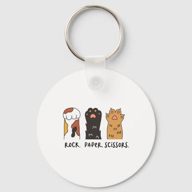 Llavero Graciosas tijeras de papel de rock para gato para  (Anverso)