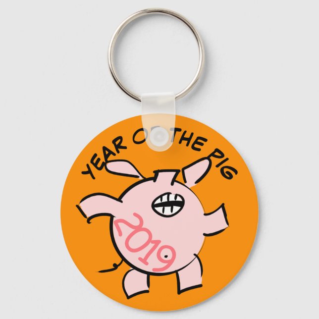 Llavero Gracioso 5 Personalizados Ilustracion Año Cerdo 20 (Anverso)