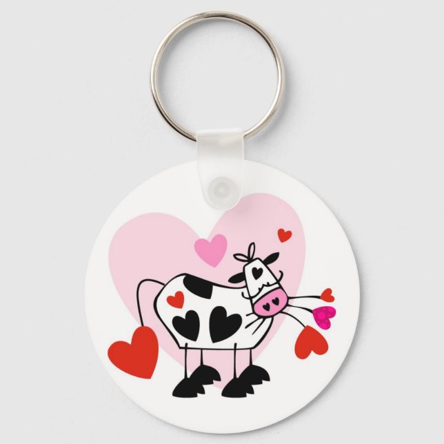 Llavero Gracioso amor loco por las vacas personalizados (Anverso)