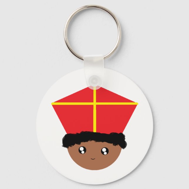 Llavero Gracioso Arte Infantil Cute San Nicolás Zwarte Pie (Anverso)