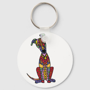 Llavero Gracioso Artsy Greyhound Dog Resumen Arte