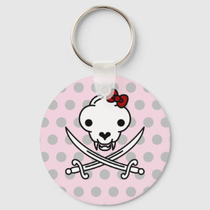Llavero Gracioso Black White Jolly Kitty Pirate Skull Bone