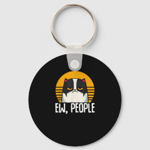 Llavero Gracioso Camiseta De Gato Retro Ojo Gente Meowy Ki