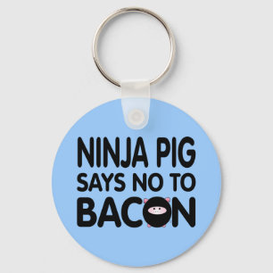 Llavero Gracioso cerdo Ninja dice no a Bacon