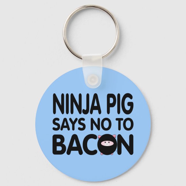 Llavero Gracioso cerdo Ninja dice no a Bacon (Anverso)