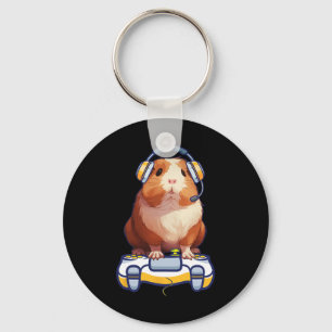 Llavero Gracioso Cerdo Y Video Gamer Lover Fluffy Cavy