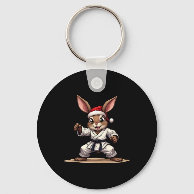Llavero Gracioso Conejo Animal En Karate Uniforme Para Chr (Anverso)