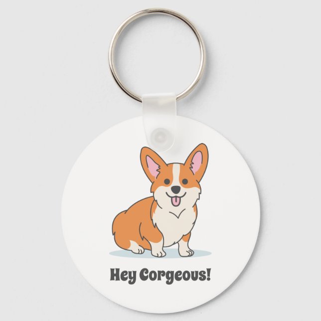 Llavero Gracioso Corgi Puppy - Hey Corgeo (Anverso)