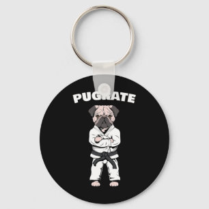 Llavero Gracioso Cute Pug Karate Black Belt Martial Art Lo