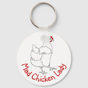 Llavero Gracioso dibujo animado de una dama de pollo loca