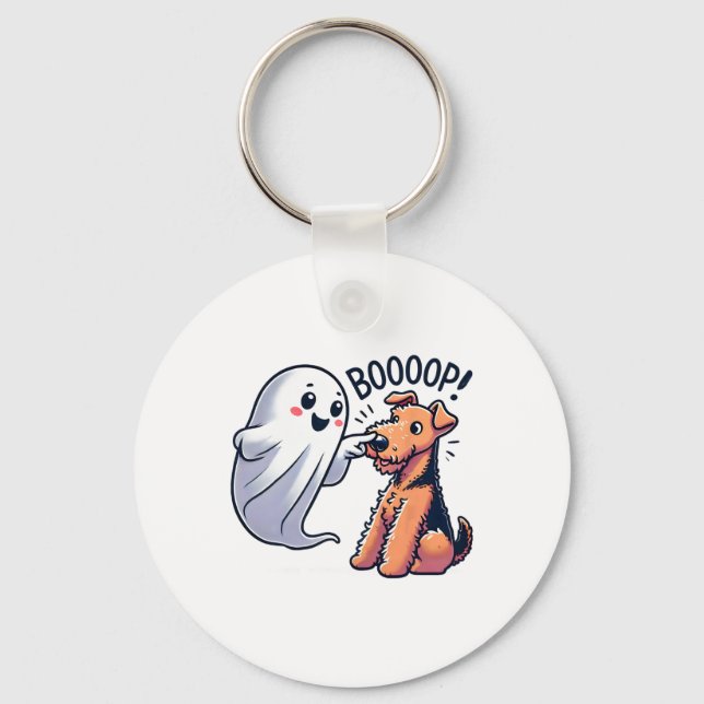 Llavero Gracioso fantasma de Halloween Airedale Terrier Bo (Anverso)