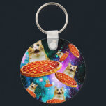Llavero Gracioso gatito de pizza espacial<br><div class="desc">¡Diseño divertido y loco para los regalos más frescos!</div>