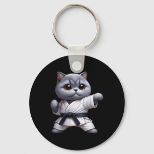 Llavero Gracioso gato británico Shorthair usando Karate Gi