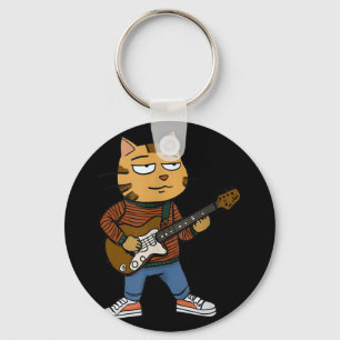 Llavero Gracioso Gato De Chill Tocando Una Guitarra Chicos