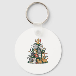 Llavero Gracioso Gato de Gato de Árbol de Navidad Gatito A