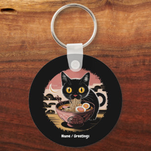 Llavero Gracioso gato Kawaii comiendo fideos de Ramen lind