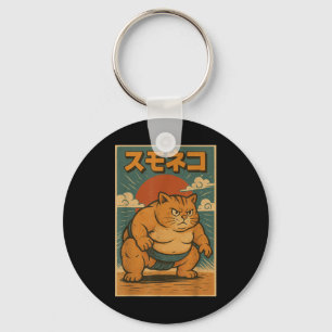 Llavero Gracioso gato luchador de sumo anime de arte japon