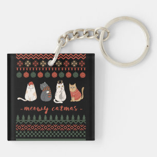 Llavero Gracioso gato Navidad Pun - Navidades de gatos