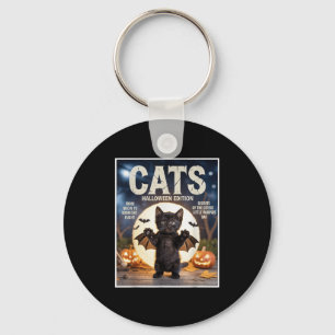 Llavero Gracioso Gato Negro En Bat Costume Zine Halloween