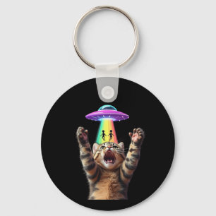 Llavero Gracioso gato Selfie Alien OVNI Personalizable div