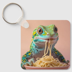 Llavero Gracioso Gecko comiendo Spaghetti