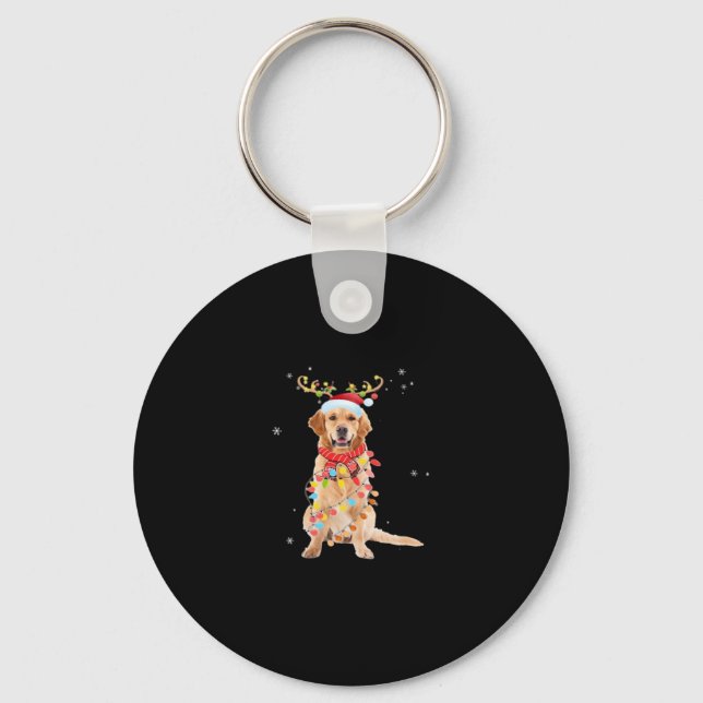 Llavero Gracioso Golden Retriever Christmas Tree Santa Rei (Anverso)