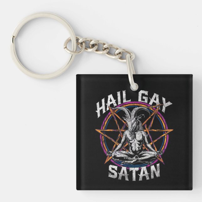 Llavero Gracioso Hail Gay Satan Gótico LGBT Gay Pride Baph (Frente)