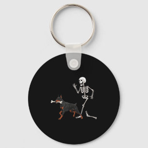 Llavero Gracioso Halloween Doberman Nscher Y Skeleton