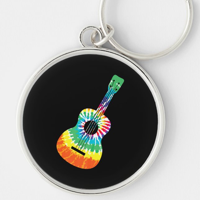 Llavero Gracioso Hippie Arco Arcoiris Tye Guitarra Acústic (Frente)