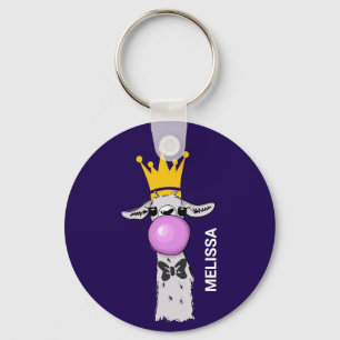 Llavero Gracioso Ilustracion de Llama que sopla una burbuj