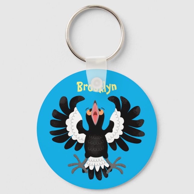 Llavero Gracioso ilustracion de personalizado magpie austr (Anverso)