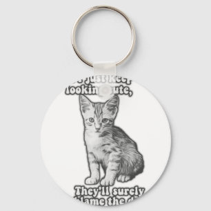 Llavero Gracioso meme de gato lindo para los dueños de gat