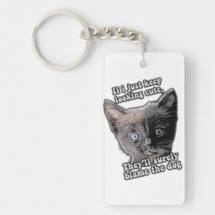 Llavero Gracioso meme de gatos enojado para propietarios d