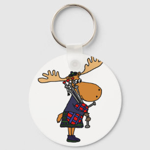 Llavero Gracioso Moose Jugando El Arte De Bagpipes