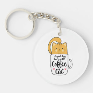 Llavero Gracioso Naranja Cat Coffee Mug Cat Lover