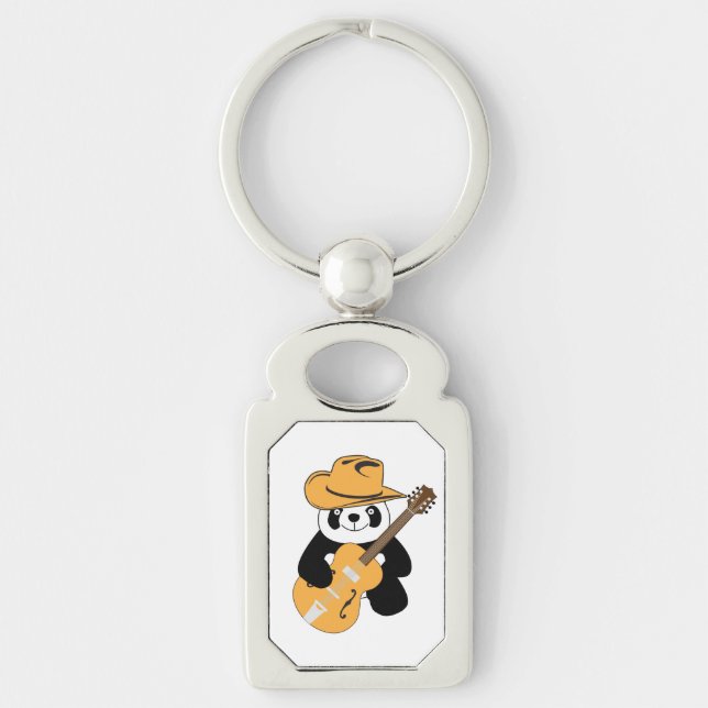Llavero Gracioso panda con guitarra (Anverso)