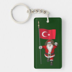 Llavero Gracioso Papá Noel Con Bandera De Turquía